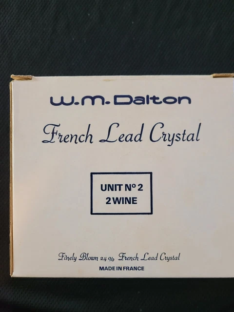 Vintage W.M. Dalton French Lead Crystal Unit No.2- 2 Wine Glasses- New in Box