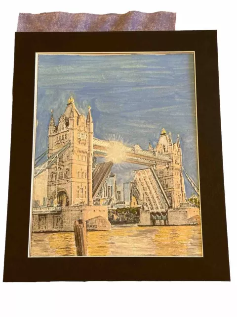 Mark Leary Art Watercolour Painting Sunset Tower Bridge London