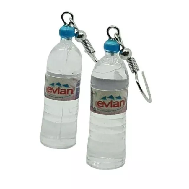 Pendientes de botella de agua estilo Evian colgante gota única kitsch... 2