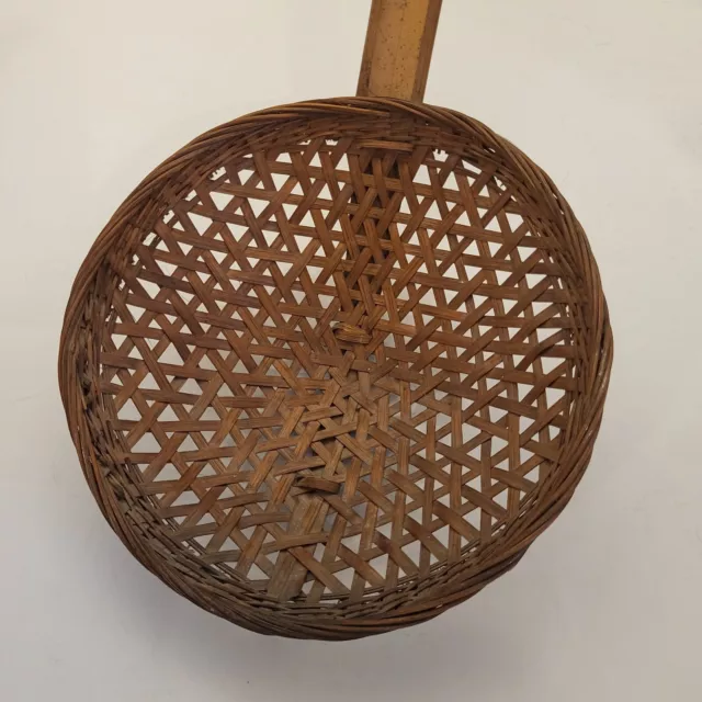 "CESTA MANGO DE CUCHARÓN HECHO A MANO CESTA DE TEJIDO ARTE ARTESANAL 19.5" Rústico Hogar 2