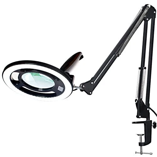 10X Magnifying Glass with Light 2,200 Lumens LED Lamp Clamp Stepless Dimmable
