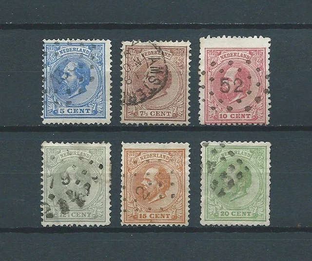 PAYS-BAS - 1872-88 YT 19 à 24 - TIMBRES OBL. / USED - COTE 41,00 €