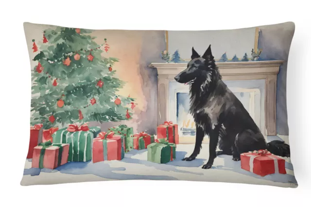 Belgian Sheepdog Christmas Canvas Fabric Decorative Pillow DAC1254PW1216