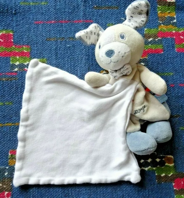 Kp/ Doudou Mouchoir Sucre D'orge Chien Cajou Blanc Bleu Gris Tbe