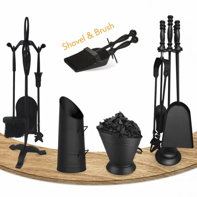 Fireplace Companion Sets 4 5 Pieces Fireside Cast Iron Log Burner Fire Tool Set