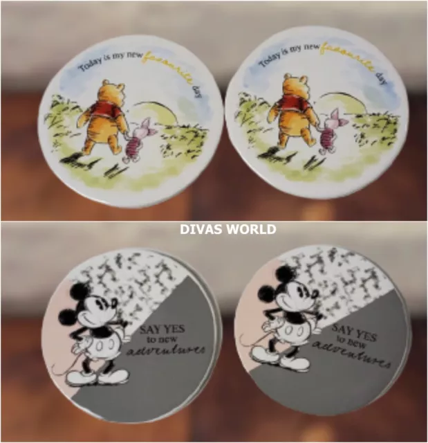 DISNEY CERAMIC COASTER Mickey Mouse /Winnie the Pooh 2 Piece Tea Coasters Set