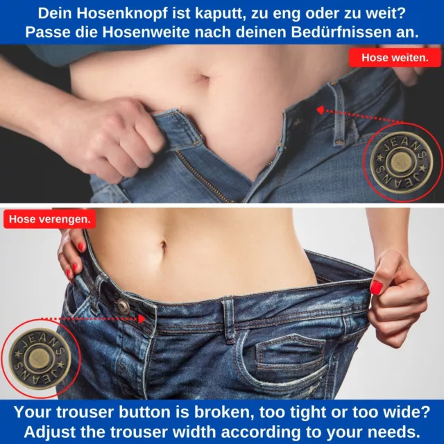 Hosen Ersatz Knöpfe, 40 Pack, Jeansknöpfe Set Ø 20 mm, Ø 17 mm, Ø 14 mm, Knopf 2