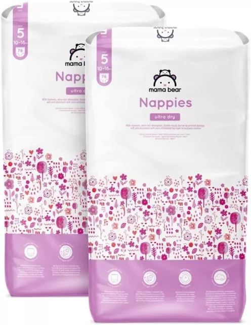 Amazon-Marke: Mama Bear Ultra Dry Windeln Größe 5 (10-16 kg) - MONATSBOX, Weiß,