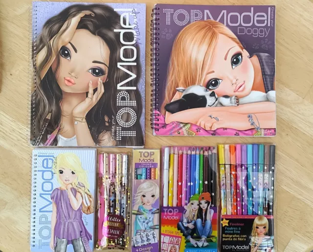Create Your Top Model Colouring Books,Pens, Colour Pencils Bundle