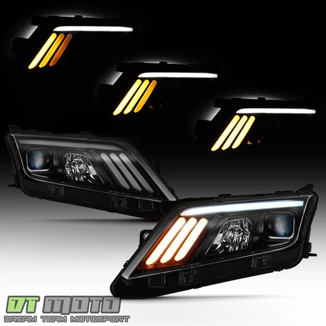 Black Smoke 2010-2012 Ford Fusion LED SEQUENTIAL Signal DRL Projector Headlights