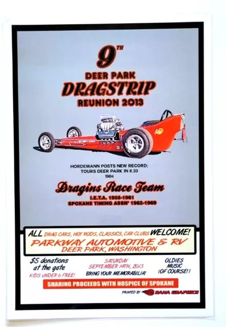 2013 Deer Park Dragstrip 9th Reunion Drag Racing Washington Laminated Poster