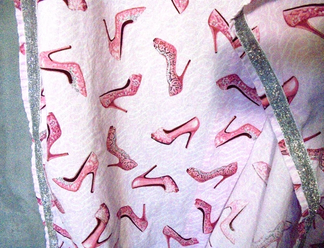 Window Valance Curtain Pink Silver High Heel Shoes Wild Apple David Textiles Inc