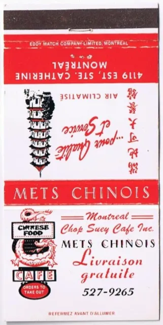 Matchbook Cover Mets Chinois Montreal Quebec