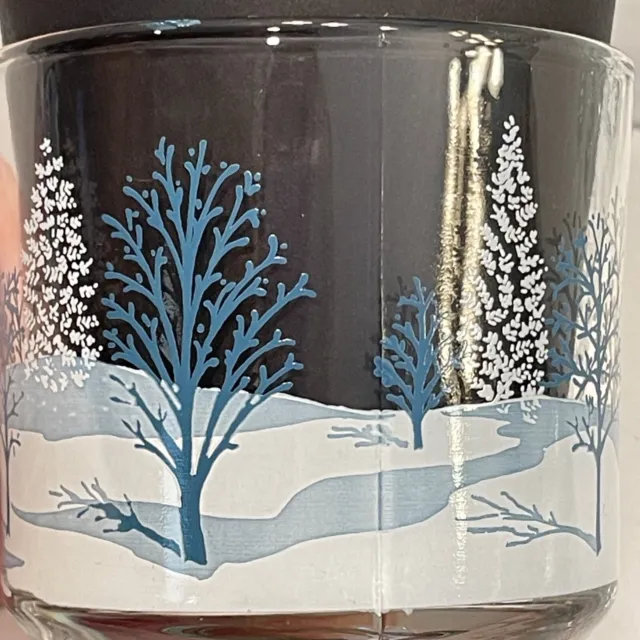 Anchor Hocking Winter Trees Scene Hot Chocolate Cups Clear Glass Set of 4
