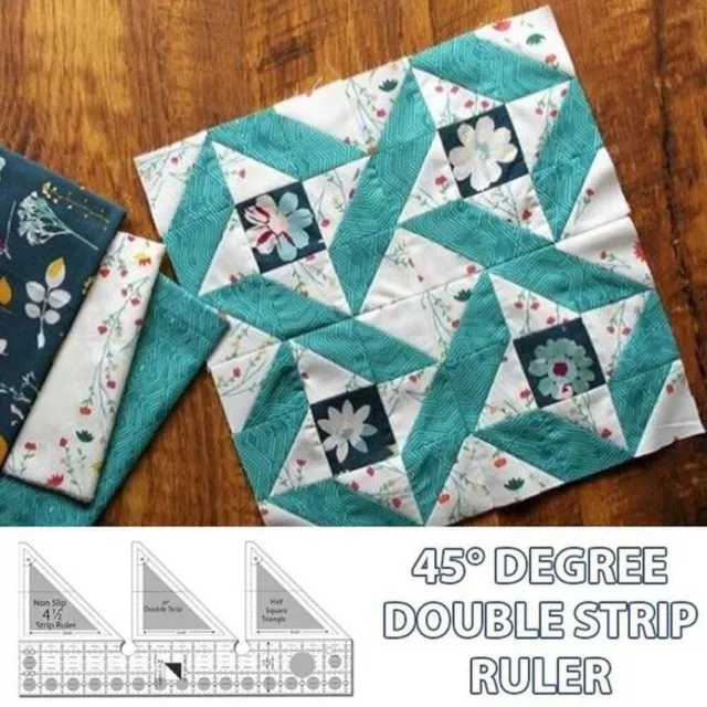 1 Pcs 45 Degree Double Strip Quilting Patchwork Ruler Template For Sewing Craft