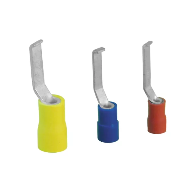CALY 100pc Insulated Lipped Flat Blade Crimp Terminals – 22-18 GA, 4.6mm, Red