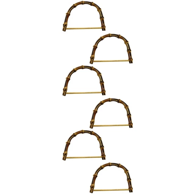 6 Pcs Handcrafted Handbag Supplies Craft Pack Bamboo Oval Shaped Bag Handles