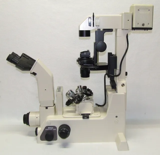 Nikon Diaphot 300 Inverted Phase Contrast Microscope w 5 Objectives