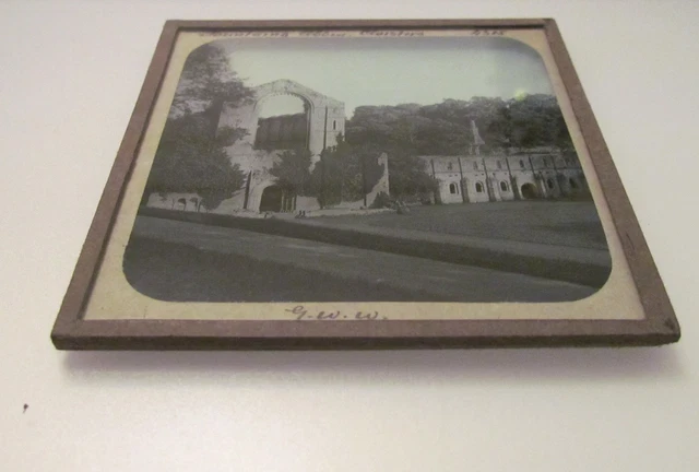 GWW Glass Magic Lantern Slide FOUNTAINS ABBEY CLOISTERS C1890 YORKSHIRE 2