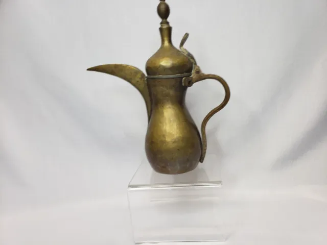 Antique Brass Middle Eastern Dallah Coffee Tea Pot Turkish Arabic 12" Tall