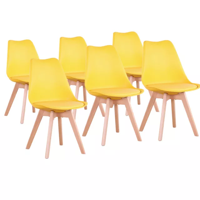 6x Chaises de Salle à Manger Scandinaves avec Coussin de siège rembourré Jaune