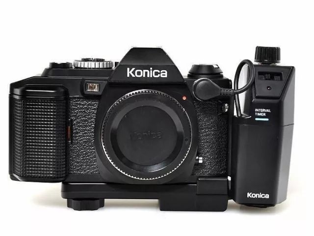 Konica FS-1 35mm SLR Película Cámara Negro Cuerpo Con Intervalos Timer De Japón