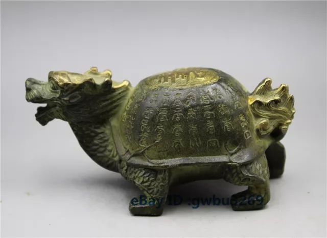 Collection old Chinese Bronze Gilt  hand carved Dragon turtle Teapot 22441