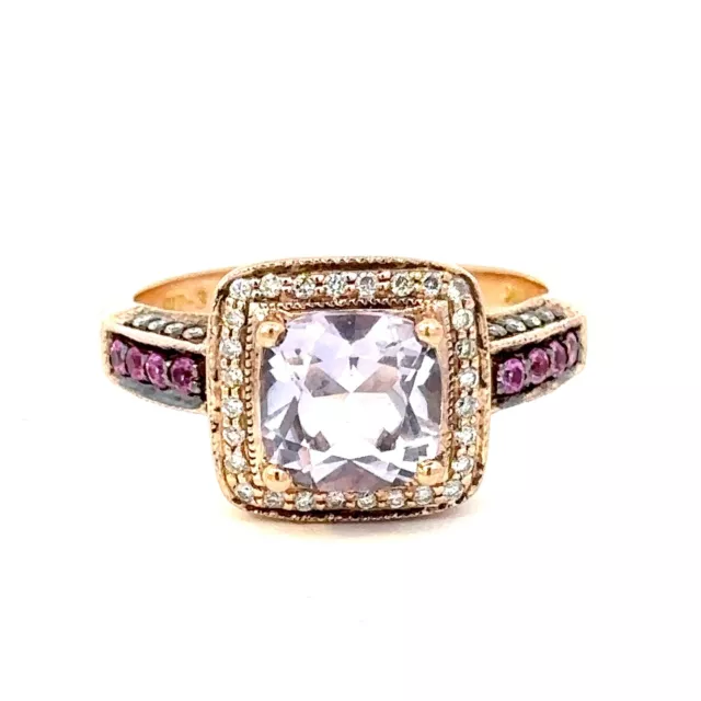 Le Vian 14K Rose Gold Amethyst Pink Sapphire And Diamond Ring Size 8.75