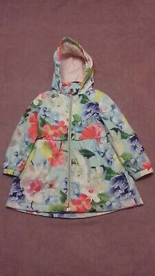Ted Baker Girls Floral Hooded Jacket Full Zip Fleece Lined Age 4-5 Years