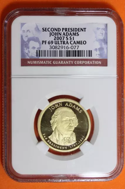 2007-S NGC PF69 Ultra Cameo John Adams Presidential Dollar $1 #B37953