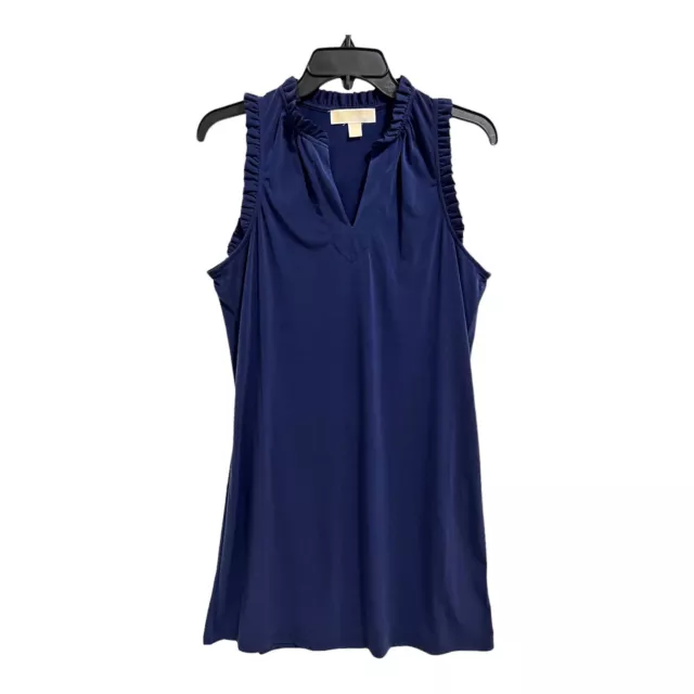 Michael Kors Sleeveless Dress Ruffled True Navy Jersey Knit Women’s M