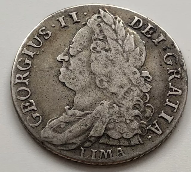 George II Shilling 1745 Lima ( Silver )