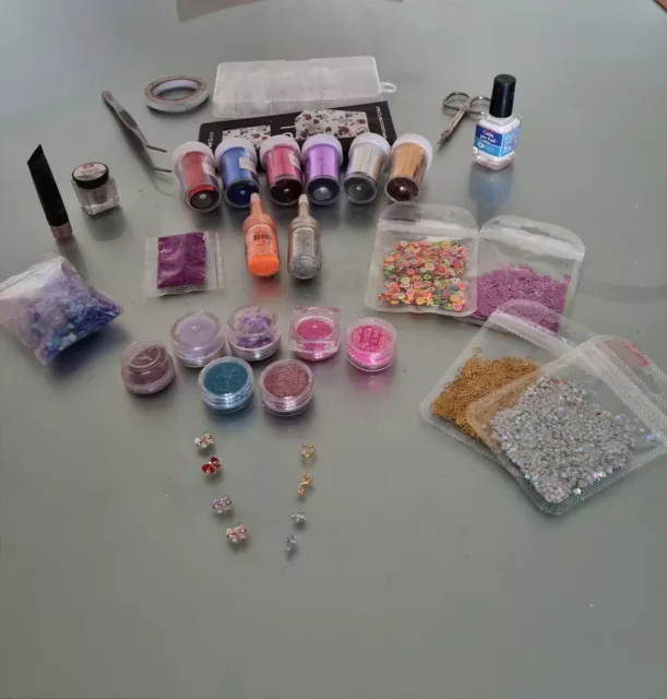 Nail Art Kit Professionale Unghie Gel Acril Tip Glitter Foil Strumenti Gioielli 2