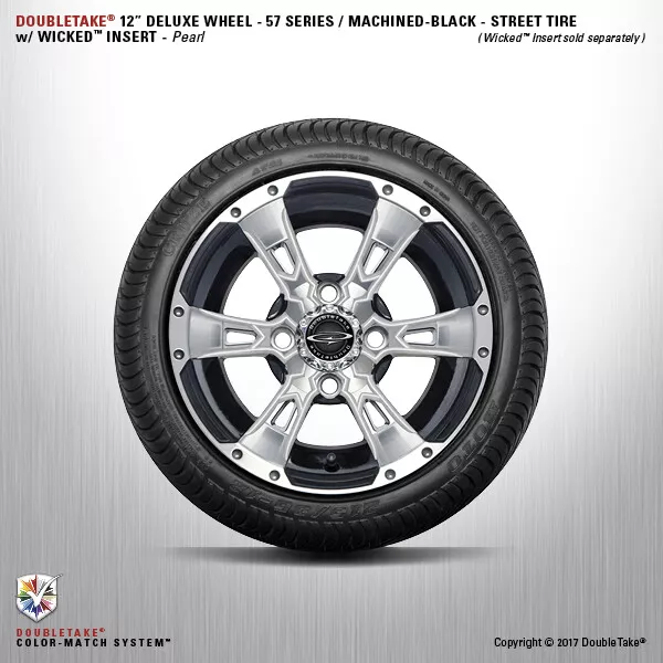 Set De 4 Double Take Usiné Noir Perle 57 Séries Roue Et Pneu 12 " Golf Cart