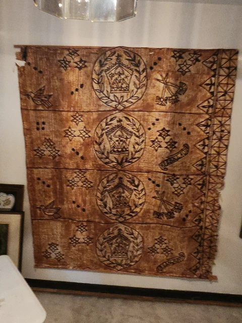 Hawaii VINTAGE TAPA PANEL Kapa Textile Art 65×74