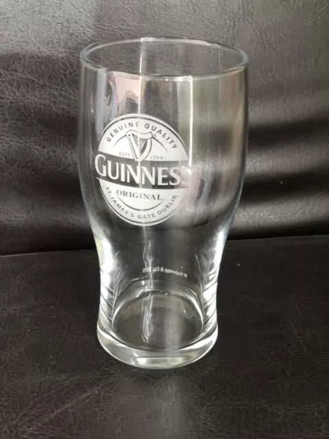 One Guinness Original Branded Pint Glass / St James Gate Dublin / Man Cave