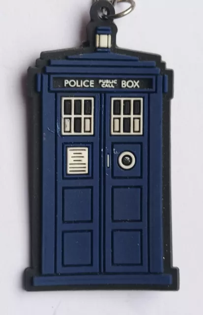 Llavero antiguo retro de plástico plano de colección Doctor Who caja de policía de Londres