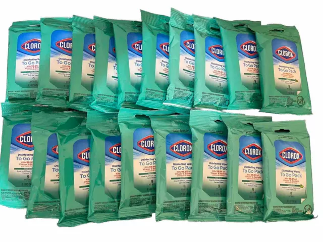 New 20 Pack Of Clorox Disinfecting Wipes To Go Pack, Fresh Scent ,Total 180Wipes