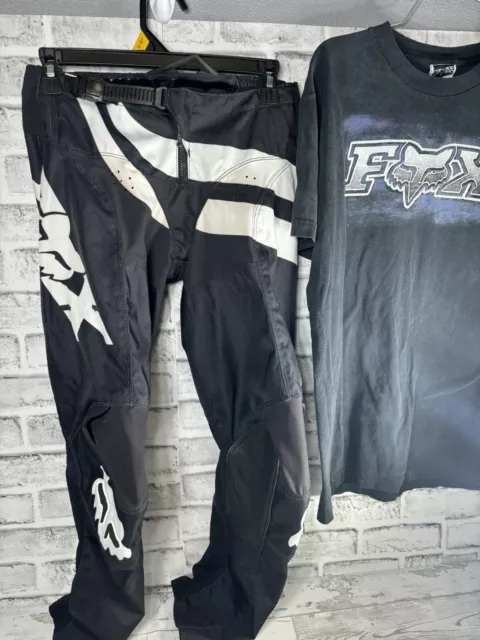 Fox Racing 180 Riding Pants Size 28 Youth 12/14 Motocross Dirt Bike Black White