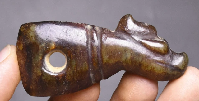 6CM CHINESE HONGSHAN Culture Old Jade Carve Sun-God Helios Beast Amulet ...