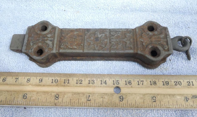 Antique Eastlake French Door Pull Latch Bolt For Chain Cast Iron Spring Loaded