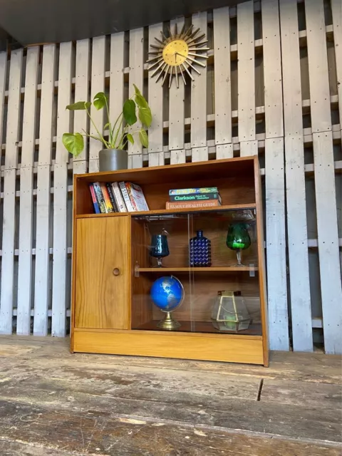 Oak 1970s Sideboard Bookcase , Display Cabinet Vintage Retro Mid Century