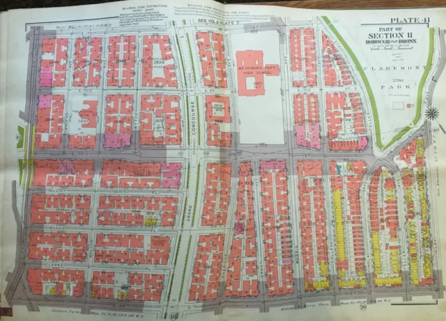 1942 Bronx Ny Taft High School Claremont Park-Jerome Av & E169-E172 St Atlas Map