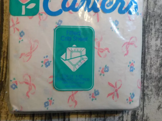 Vtg New Carter's Fitted Crib Sheet Made In Usa Pink Bows Carters Nip 3