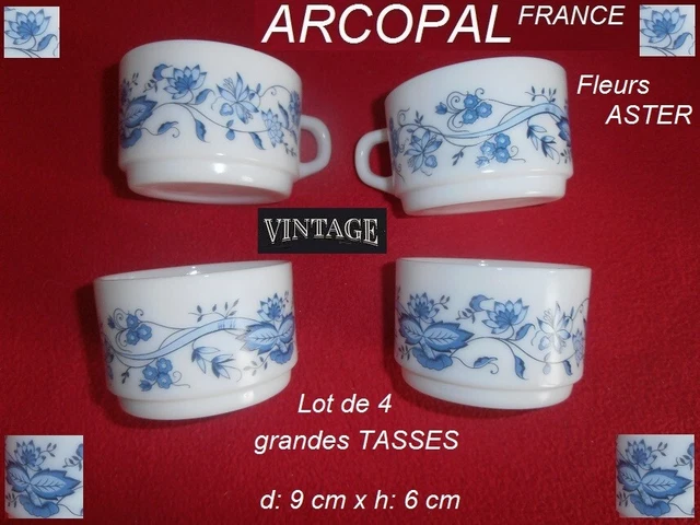 Lot De 2 Grands Mugs Arcopal Vintage - Motif Disney 'Histoire', Blanc, Occasion Bon état, Fabriqué En France