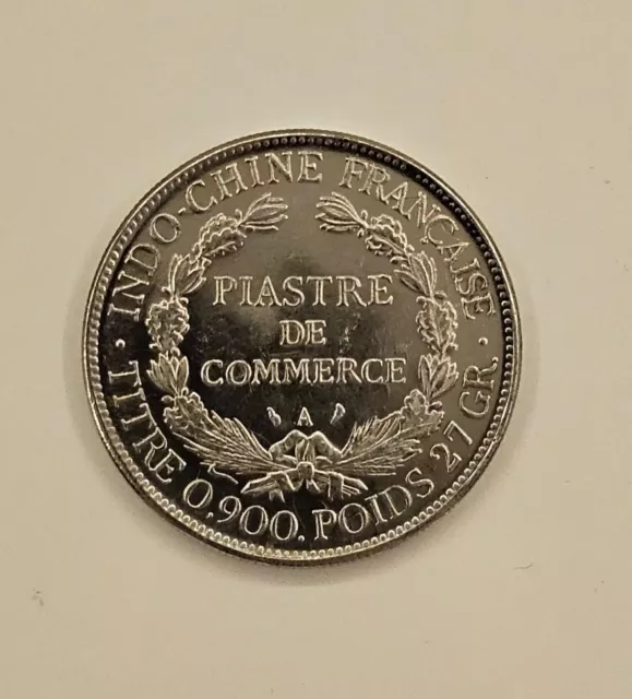 Französisch Indochina 1 Piastre de Commerce 1905 A Paris Silber Münze Erhaltung 2