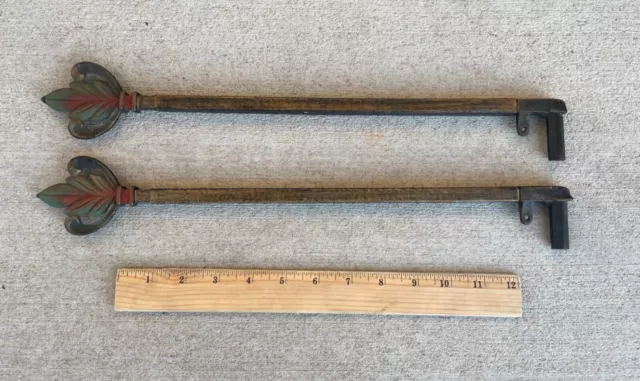 Vintage antique pair Lot Of 2 Art Deco Swing Arm Extending Curtain Drape Rods