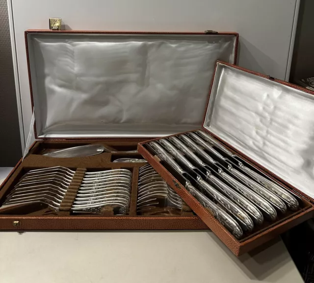 Menagere Metal Argente Service À Poisson Couteau De Table 38 Pieces Style Marly