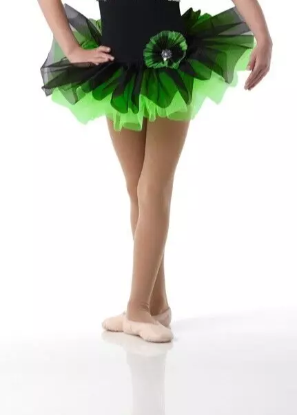 Adult Small Tutu ONLY Ballet Dance Costume PUMP IT UP Black over Flo Green