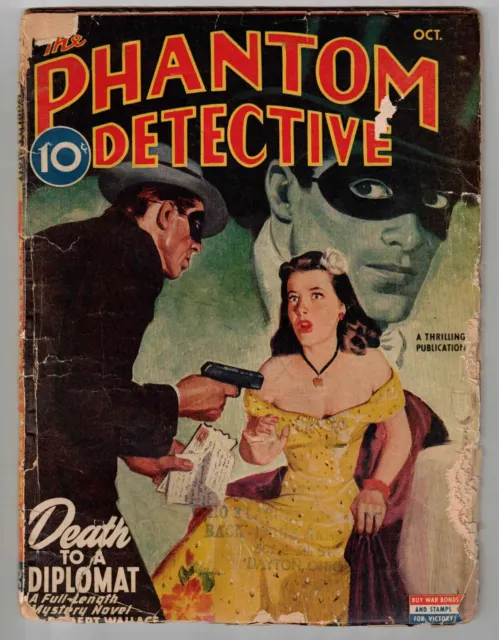 The Phantom Detective Oct 1945 Vintage Pulp Magazine!